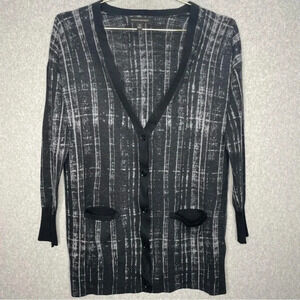 Banana Republic Merino Wool Abstract LongLine Button Down Cardigan